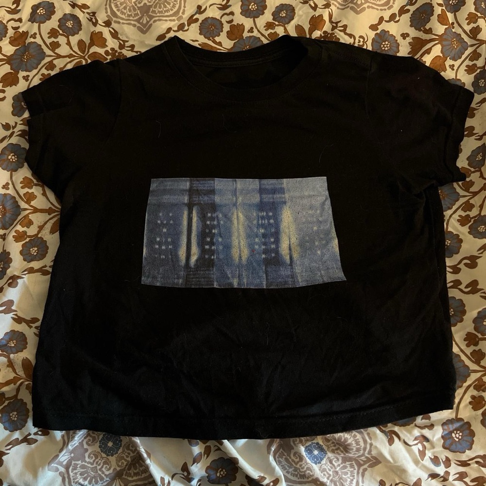 Black Graphic T-Shirt with Blue Design